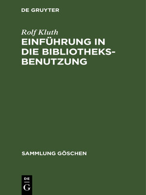 cover image of Einführung in die Bibliotheksbenutzung